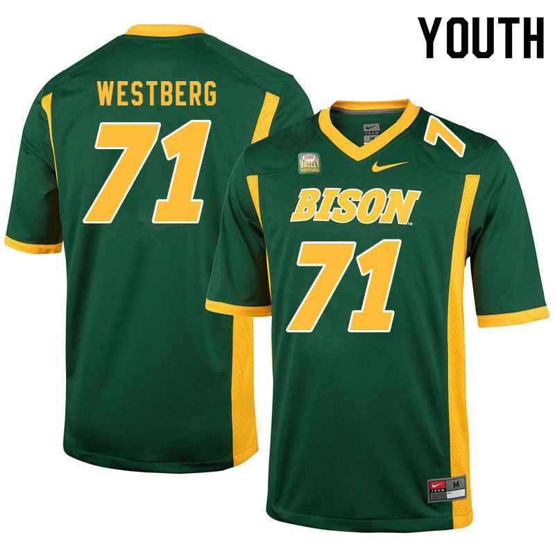 Youth #71 Brandon Westberg North Dakota State Bison College Football Jerseys Sale-Green - Click Image to Close